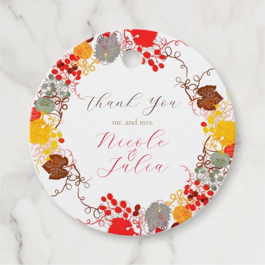 Frans kussed zoete bessen druiven bloemen bruiloft bedankjes labels (Voorkant)