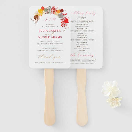 Frans kussed zoete bessen druiven bloemen bruiloft handwaaier (Voorkant en achterkant)