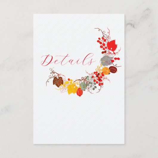 Frans kussed zoete bessen druiven bloemen bruiloft informatiekaartje (Achterkant)