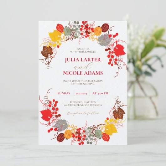 Frans kussed zoete bessen druiven bloemen bruiloft kaart (Staand voorkant)