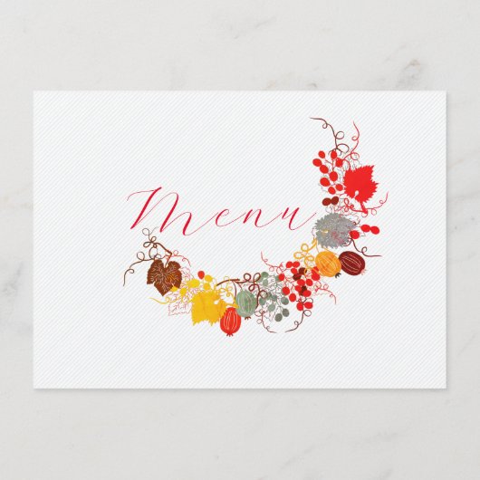 Frans kussed zoete bessen druiven bloemen bruiloft menu (Achterkant)