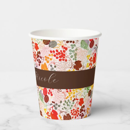 Frans kussed zoete bessen druiven bloemen bruiloft papieren bekers (Achterkant)