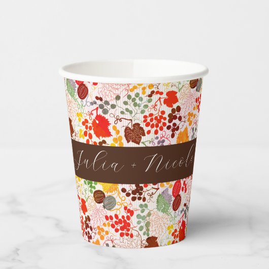 Frans kussed zoete bessen druiven bloemen bruiloft papieren bekers (Links)