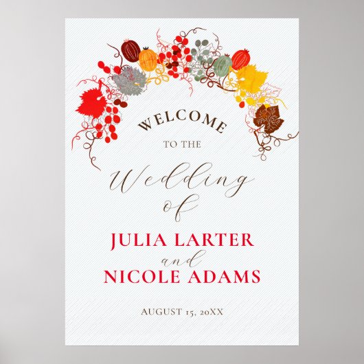 Frans kussed zoete bessen druiven bloemen bruiloft poster (Voorkant)