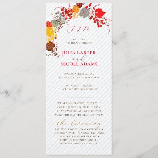 Frans kussed zoete bessen druiven bloemen bruiloft programmakaart (Voorkant)