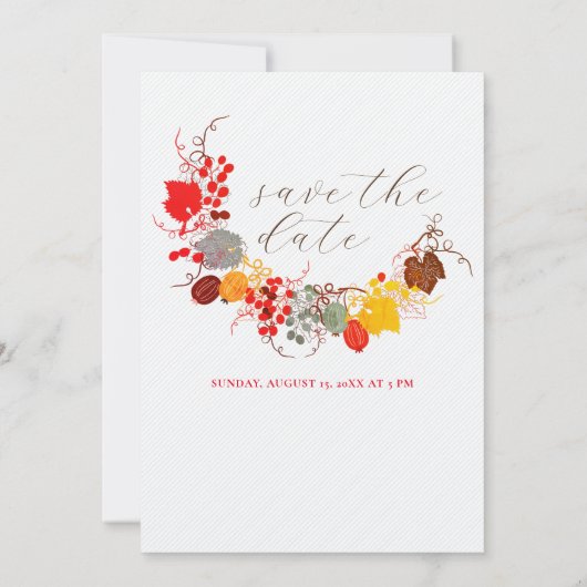 Frans kussed zoete bessen druiven bloemen bruiloft save the date (Achterkant)