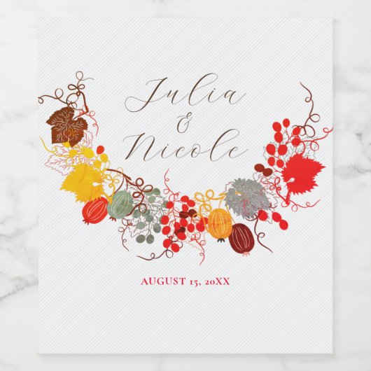 Frans kussed zoete bessen druiven bloemen bruiloft wijn etiket (Enkel label)