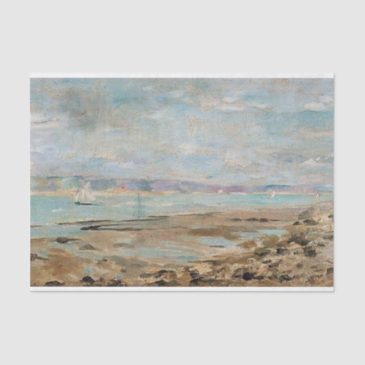 Frans kustlandschap met zeilboten tissuepapier (Voorkant)