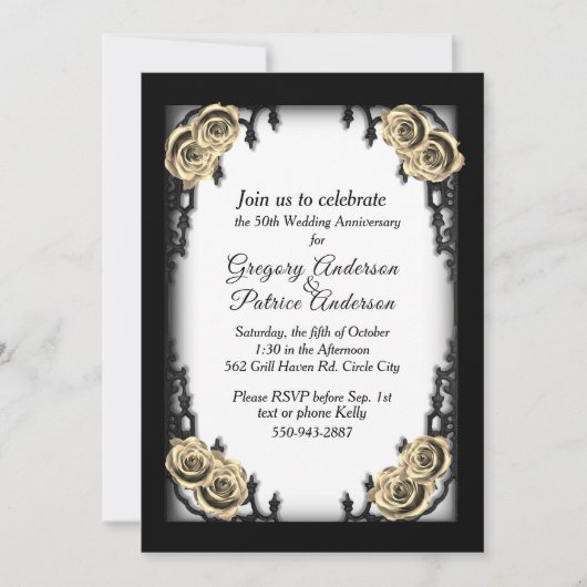 Frans Kwart Gothic Goud Roos Jubileum Kaart (Voorkant)