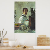 Frans kwart zwart kattebakje poster (Keuken)