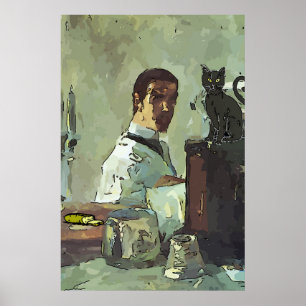 Frans kwart zwart kattebakje poster