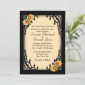 Frans kwartier Gothic geel rose geel bruiloft Kaart (Staand voorkant)