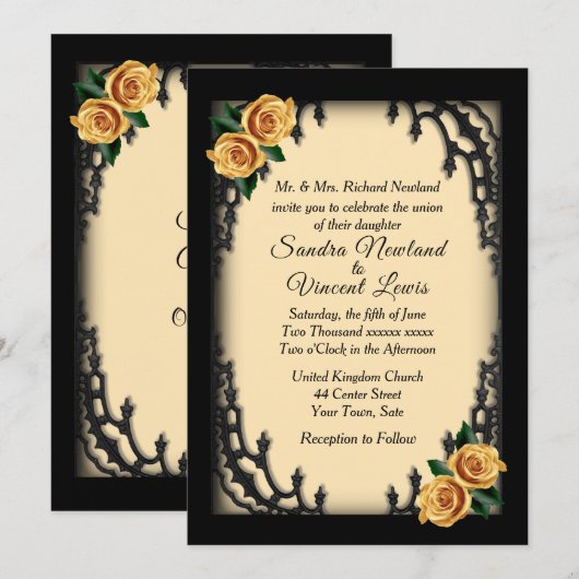 Frans kwartier Gothic geel rose geel bruiloft Kaart (Voorkant / Achterkant)