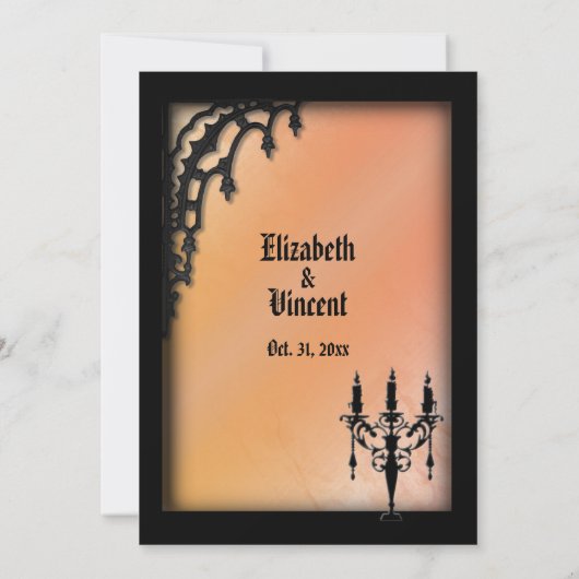 Frans kwartier gotisch Sinaasappel bruiloft thema Kaart (Achterkant)