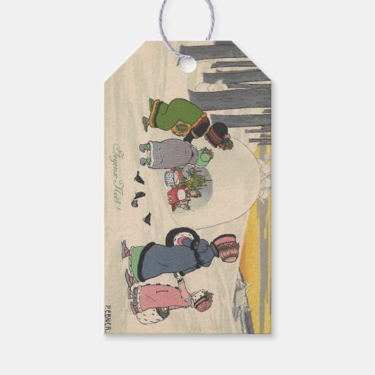  Frans Label voor kerstcadeaus voor sneeuwmeisjes Cadeaulabel (Voorkant)