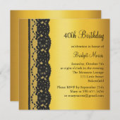 Frans Lace Birthday Invitation gold Kaart (Voorkant / Achterkant)
