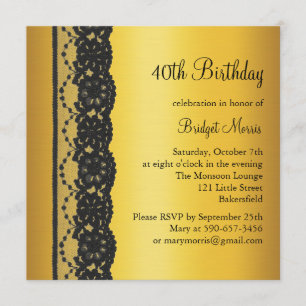 Frans Lace Birthday Invitation gold Kaart