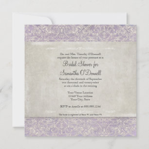  Frans Lace Elegant Lavender Cream Wedding Kaart