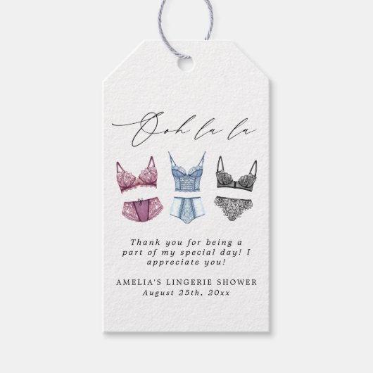 Frans Lace Lingerie Vrijgezellenfeest Cadeaulabel (Voorkant)