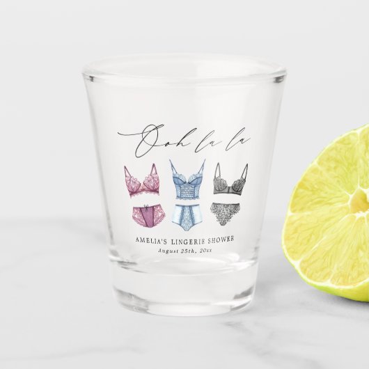 Frans Lace Lingerie Vrijgezellenfeest Shot Glas (Voorkant)