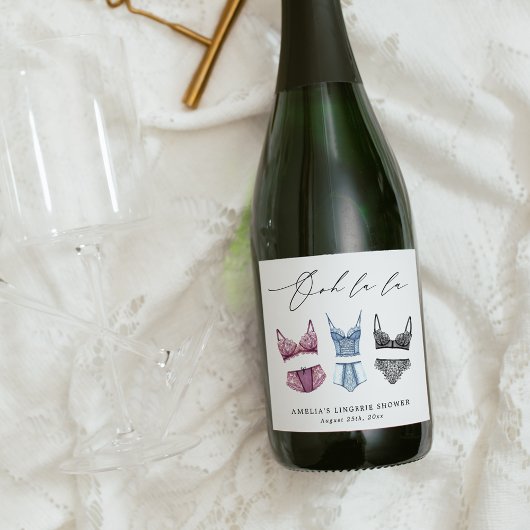 Frans Lace Lingerie Vrijgezellenfeest Sparkling Wijnetiket