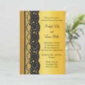 Frans Lace Rehearsal Dinner in Gold Kaart (Staand voorkant)