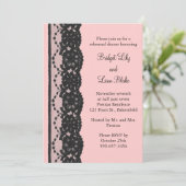 Frans Lace Rehearsal Dinner (roze) Kaart (Staand voorkant)