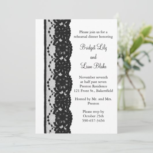 Frans Lace Rehearsal Dinner (wit) Kaart (Staand voorkant)