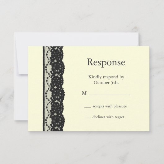 Frans Lace RSVP (ivoor) Kaartje (Voorkant)