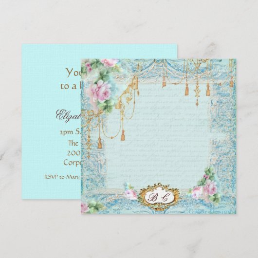 Frans Lace Tassels & Script Writing Kaart (Voorkant / Achterkant)