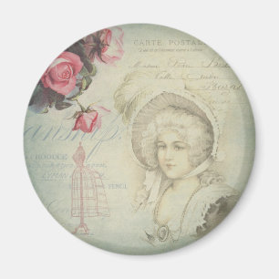  Frans Lady Roze Roses Jurk Vorm Collage Magneet