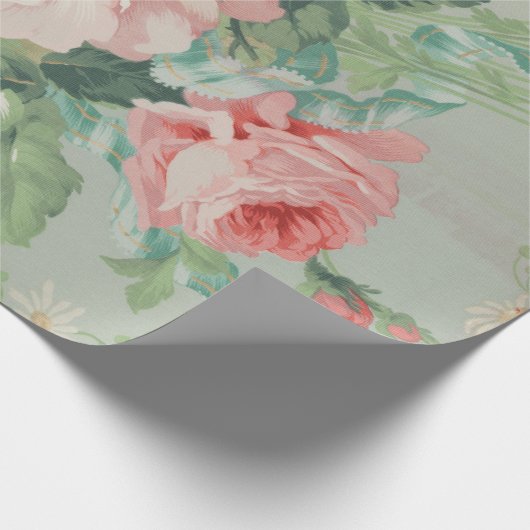 Frans Land  Antiek Kool Rozen Cadeaupapier (Hoek)