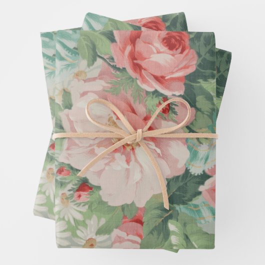 Frans Land  Antiek Kool Rozen Inpakpapier Vel (In situ)