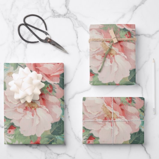 Frans Land  Antiek Kool Rozen Inpakpapier Vel (Voorkant)