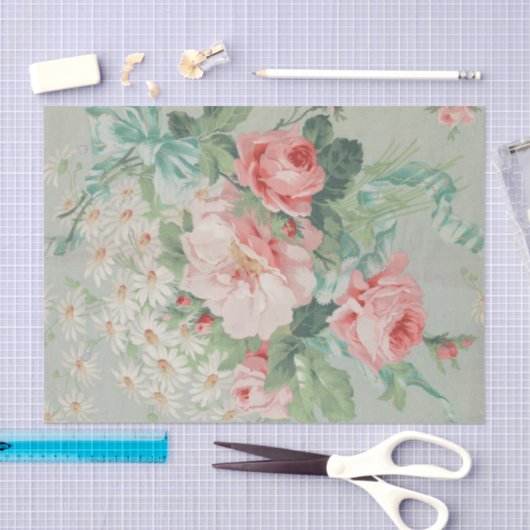 Frans Land  Antiek Kool Rozen Tissuepapier (Craft)