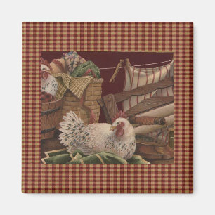 Frans Land Barn Red/Hens Fridge Magnet