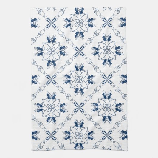 Frans Land Blauw en Wit Keukenhanddoek (Verticaal)