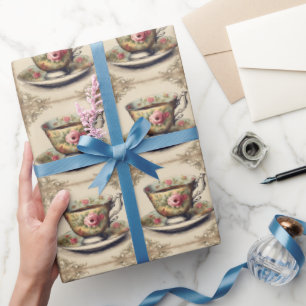 Frans land bloemige thee cup Cadeaupapier