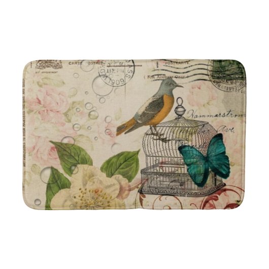  Frans land Bloemvogel Botanisch Badmat (Voorkant)