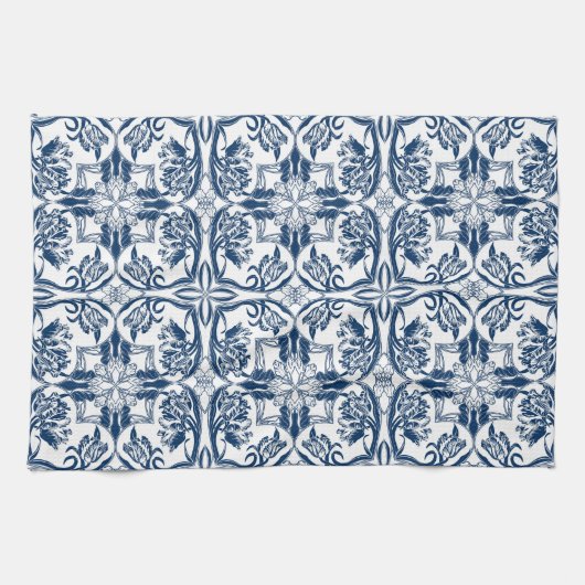 Frans Land Blue en White Tulips Kitchen Towel Theedoek (Horizontaal)