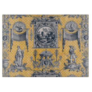 Frans Land Blue & Yellow Toile Cutting Board Snijplank