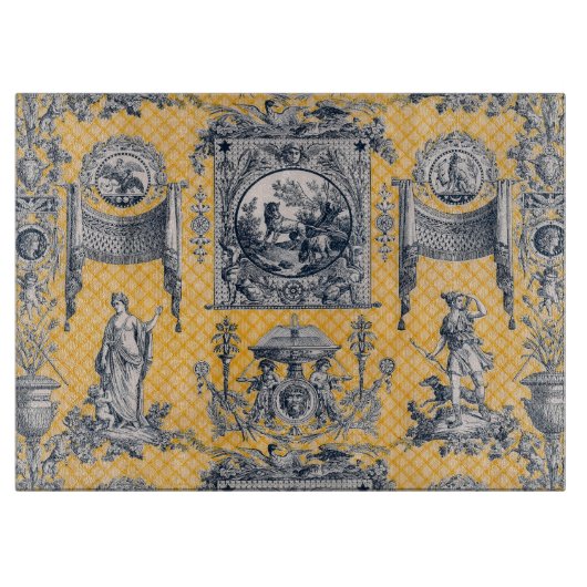 Frans Land Blue & Yellow Toile Cutting Board Snijplank (Voorkant)