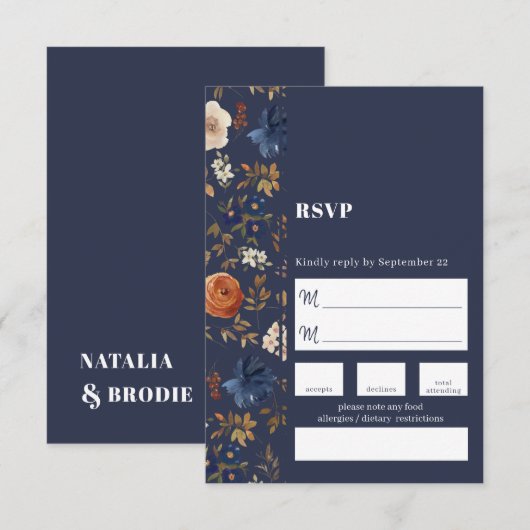 Frans land Boho schilderde Floral Wedding RSVP Kaartje (Voorkant / Achterkant)