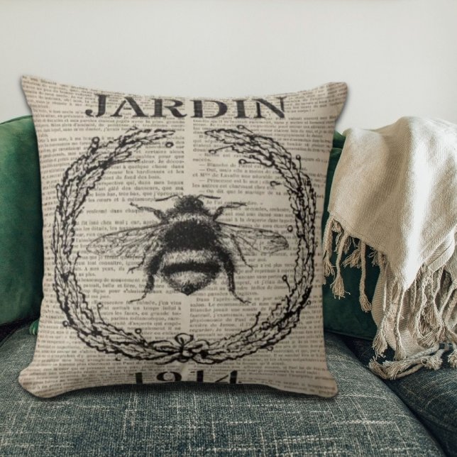 frans land botanische  koningin bijen kussen (french country botanical vintage queen bee throw pillow)