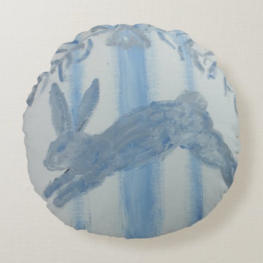 Frans Land Bunny Rabbit Rond Kussen (Voorkant)