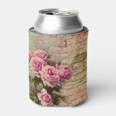 Frans land chic, shabby chic, roze rozen, flora blikjeskoeler (Blikje Voorkant)