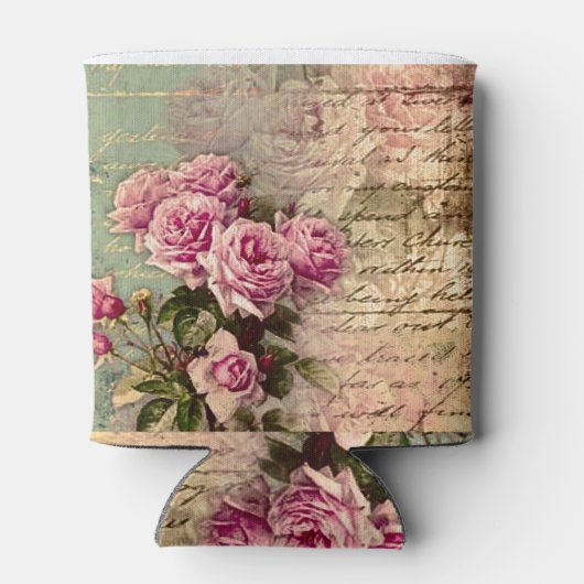 Frans land chic, shabby chic, roze rozen, flora blikjeskoeler (Achterkant)
