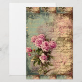 Frans land chic, shabby chic, roze rozen, flora briefpapier (Voorkant / Achterkant)