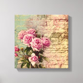 Frans land chic, shabby chic, roze rozen, flora canvas afdruk (Voorkant)