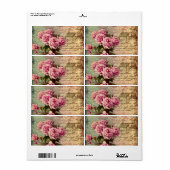 Frans land chic, shabby chic, roze rozen, flora etiket (Full Sheet)